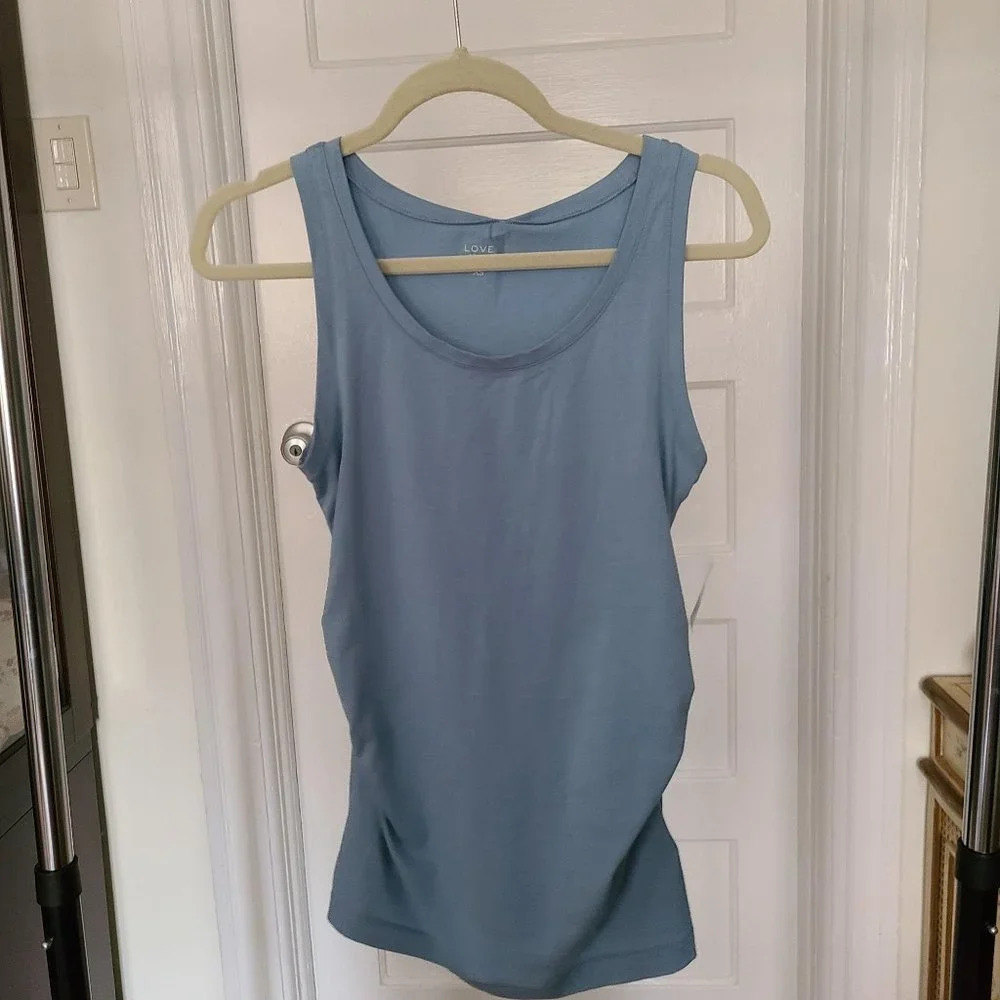Gap Love By Gap Maternity Ruched Sides Tank Top in Blue Stone Size Xsmall - Picture 2 of 8